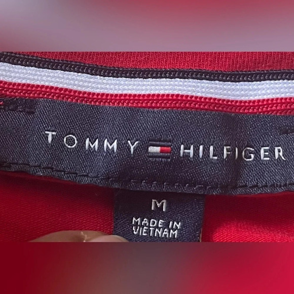 Tommy Hilfiger drawstring-waist eyelet trim red dress, Size: XL - Picture 3 of 5